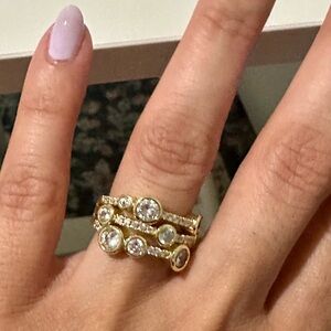 Gold and Silver Crystal Ring size 5